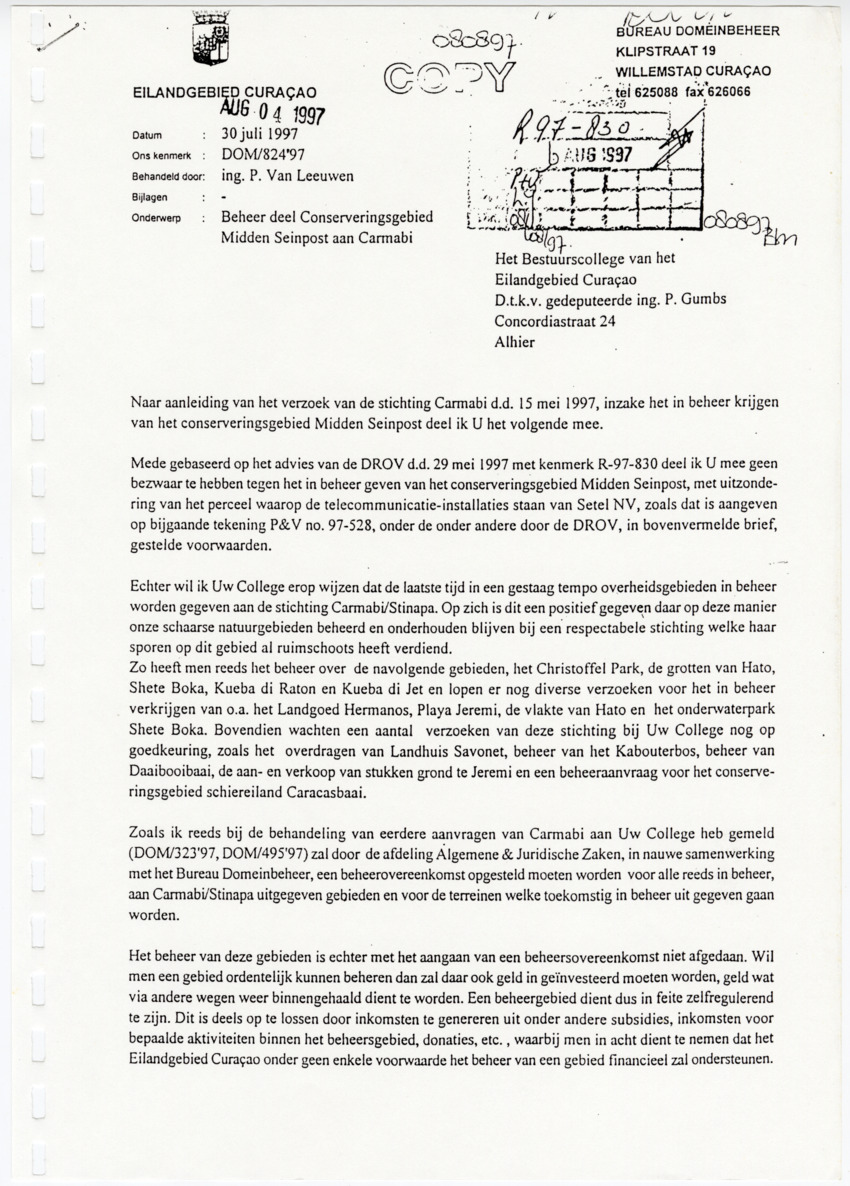Z Uitgangspunten voor het Beheer van Conserveringsgebied Midden-Seinpost, Roi Santu, Curacao - New Page