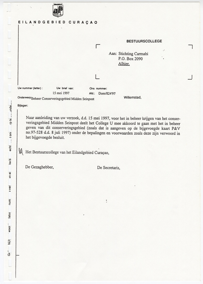 Z Uitgangspunten voor het Beheer van Conserveringsgebied Midden-Seinpost, Roi Santu, Curacao - New Page