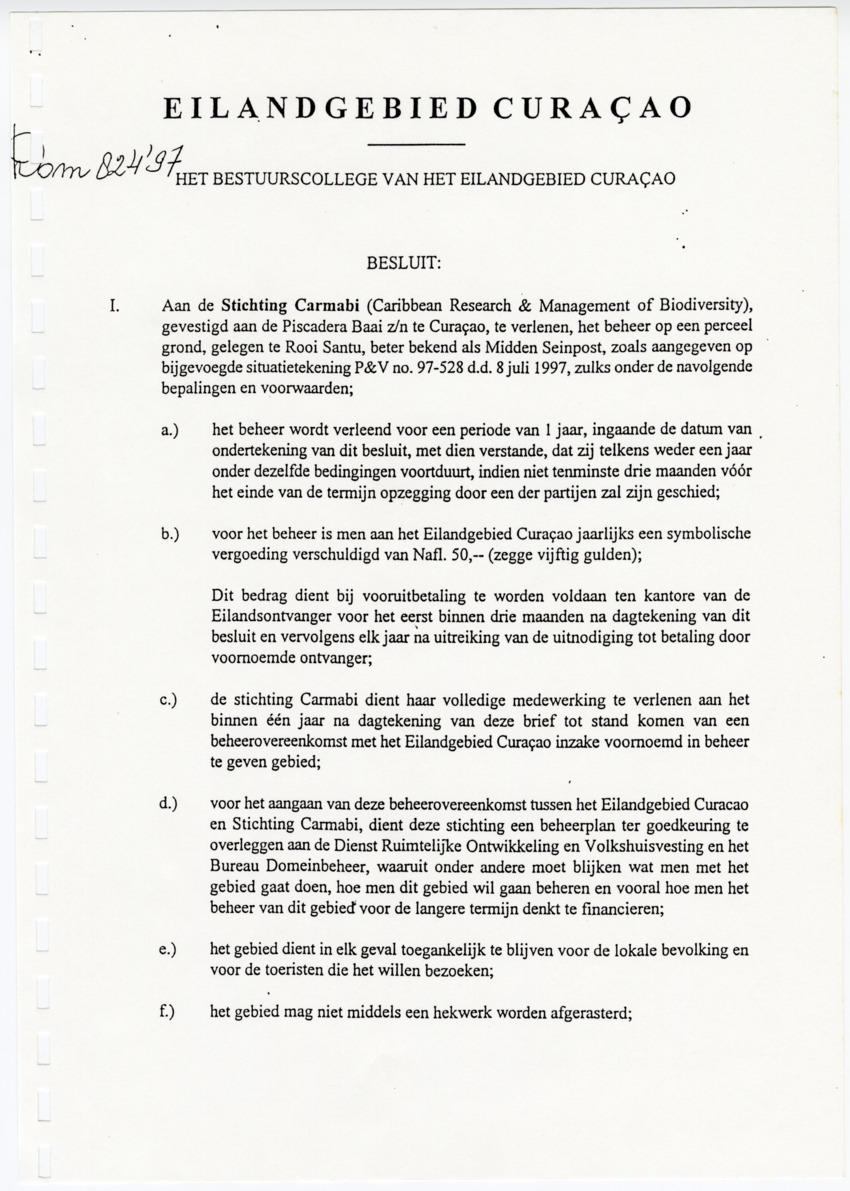 Z Uitgangspunten voor het Beheer van Conserveringsgebied Midden-Seinpost, Roi Santu, Curacao - New Page