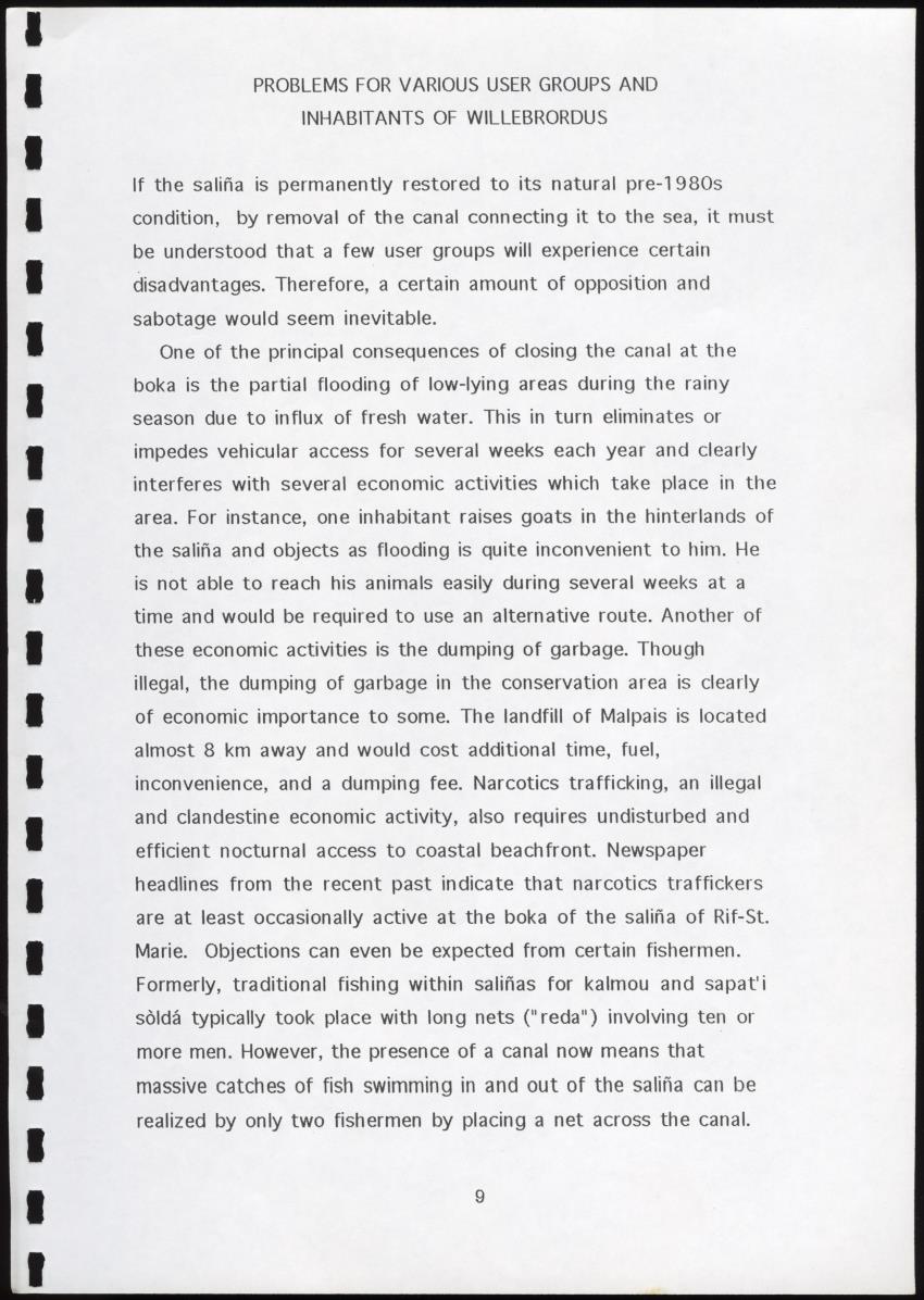 A Conservation Assessment of an Open Connection between the Salina of Rif-St.Marie and the Sea - New Page