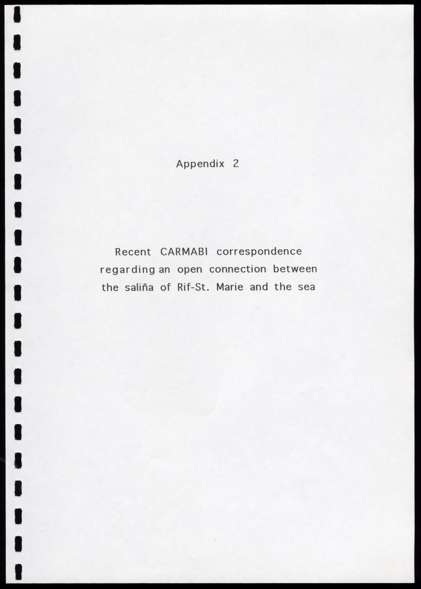 A Conservation Assessment of an Open Connection between the Salina of Rif-St.Marie and the Sea - New Page