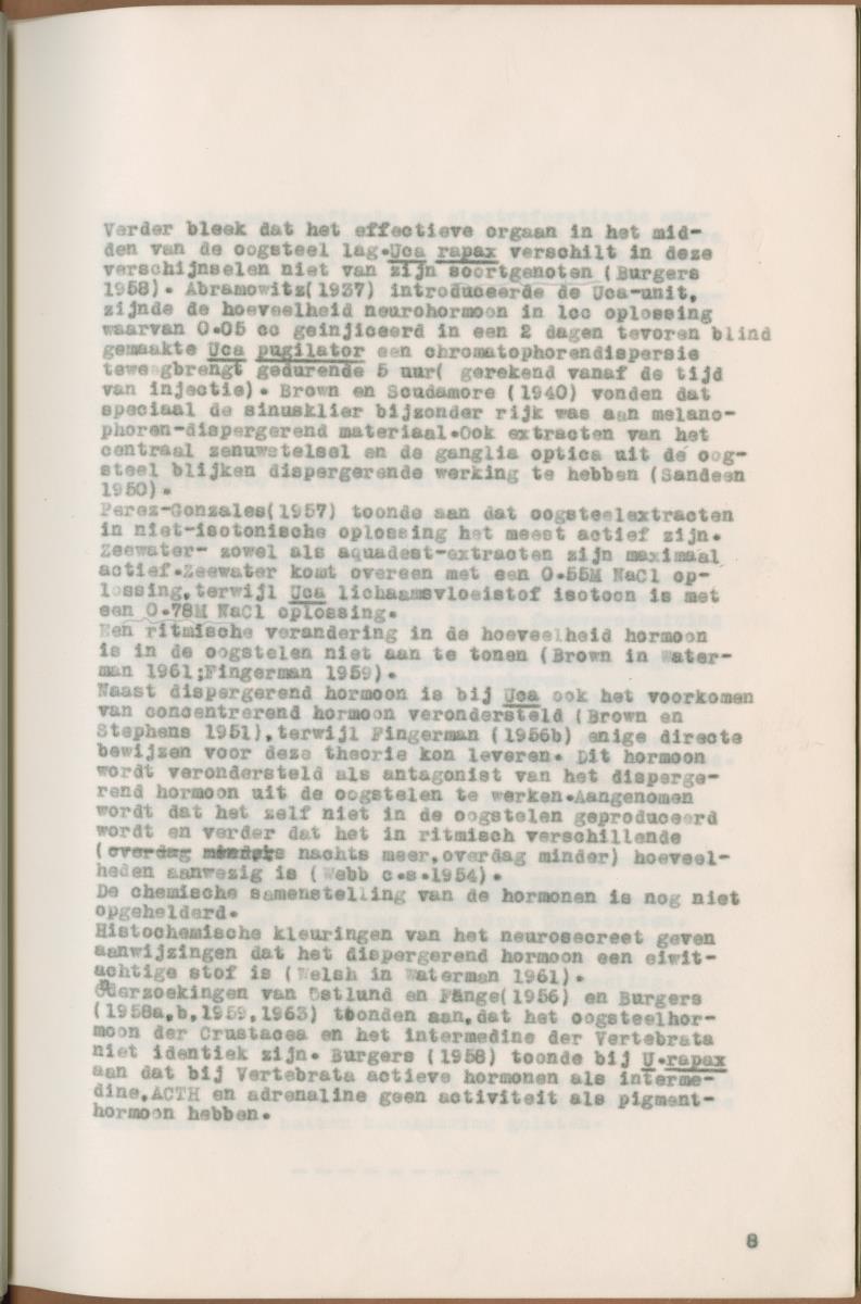 Z Verslag van een onderzoek naar ritme en endocriene regulatie van de kleurveranderingen bij de wenkkrab, Uca rapax - New Page