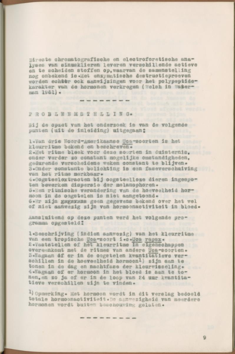 Z Verslag van een onderzoek naar ritme en endocriene regulatie van de kleurveranderingen bij de wenkkrab, Uca rapax - New Page