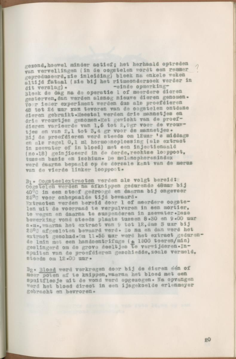 Z Verslag van een onderzoek naar ritme en endocriene regulatie van de kleurveranderingen bij de wenkkrab, Uca rapax - New Page