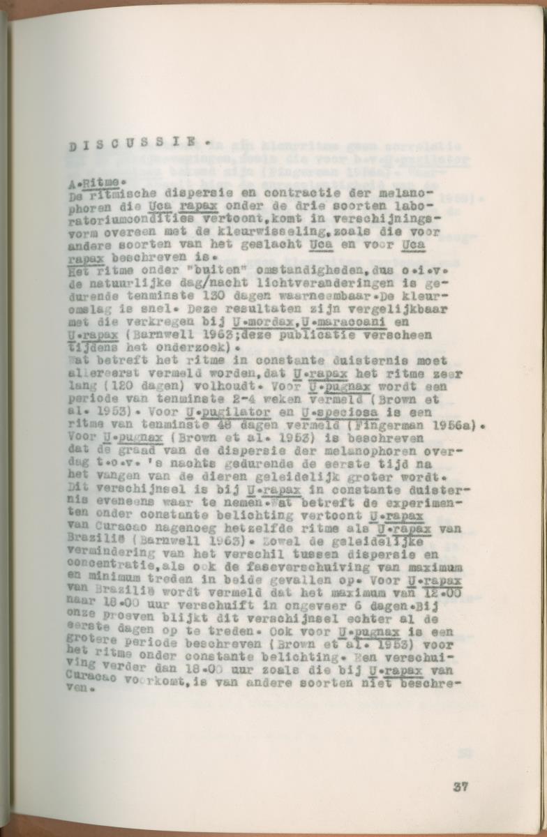 Z Verslag van een onderzoek naar ritme en endocriene regulatie van de kleurveranderingen bij de wenkkrab, Uca rapax - New Page