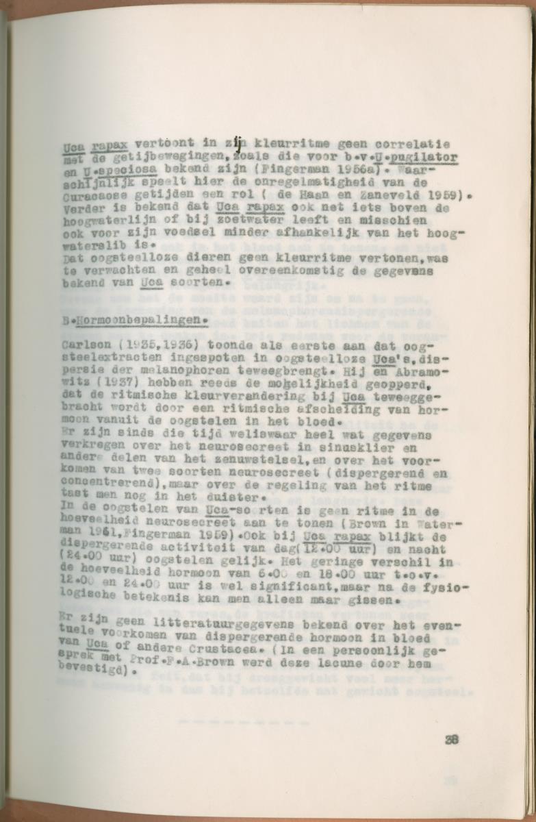 Z Verslag van een onderzoek naar ritme en endocriene regulatie van de kleurveranderingen bij de wenkkrab, Uca rapax - New Page