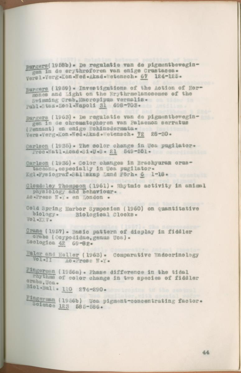 Z Verslag van een onderzoek naar ritme en endocriene regulatie van de kleurveranderingen bij de wenkkrab, Uca rapax - New Page
