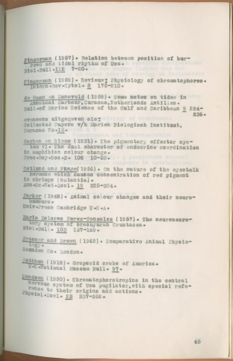 Z Verslag van een onderzoek naar ritme en endocriene regulatie van de kleurveranderingen bij de wenkkrab, Uca rapax - New Page