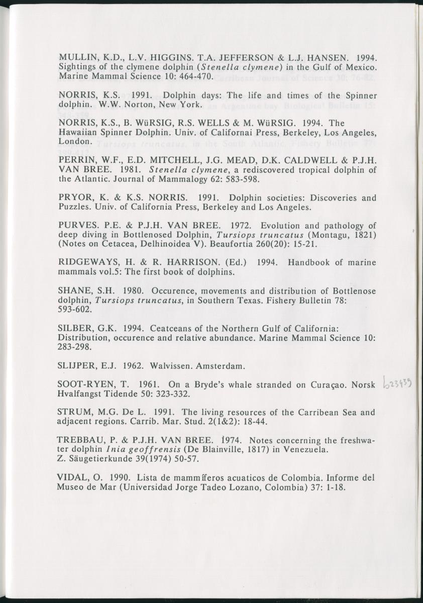 Z On the Occurence of Cetaceans in the Southern Carribean Sea - New Page