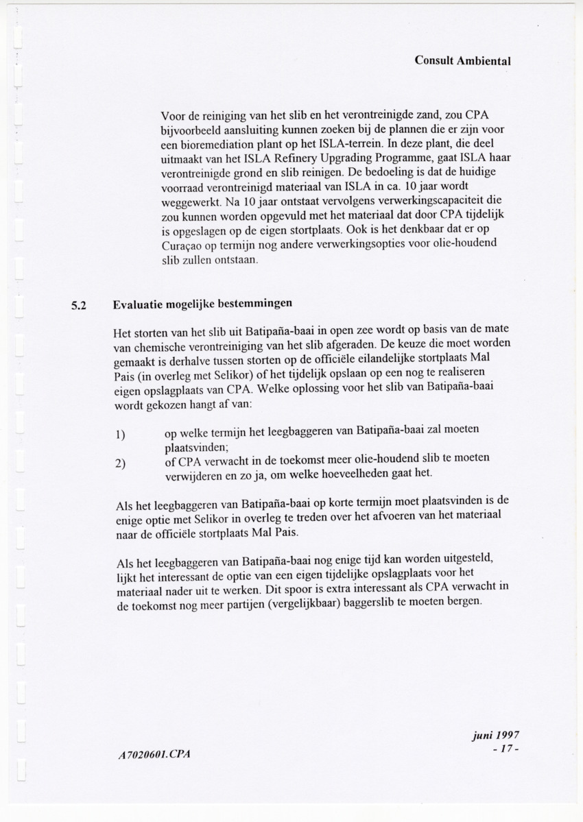 Curacao Ports Authority - slibonderzoek Batipana-baai - New Page