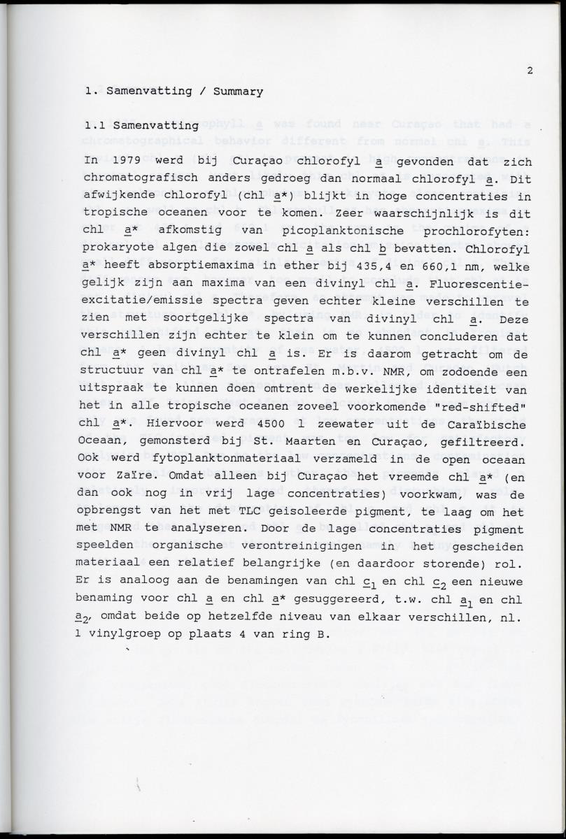 Z Karakterisering van het afwijkende chlorofyl a van vrijlevende mariene prochlorofyten - New Page