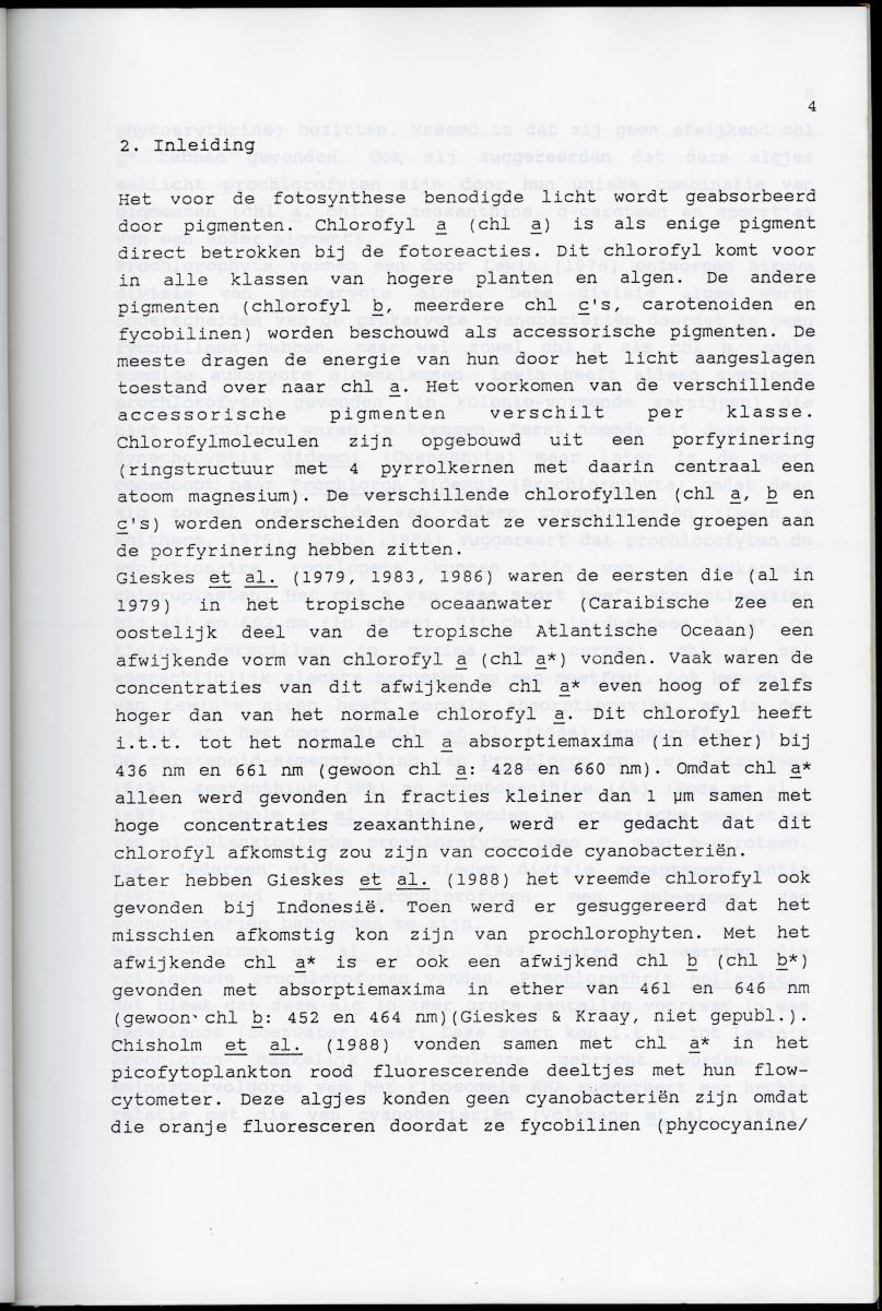 Z Karakterisering van het afwijkende chlorofyl a van vrijlevende mariene prochlorofyten - New Page