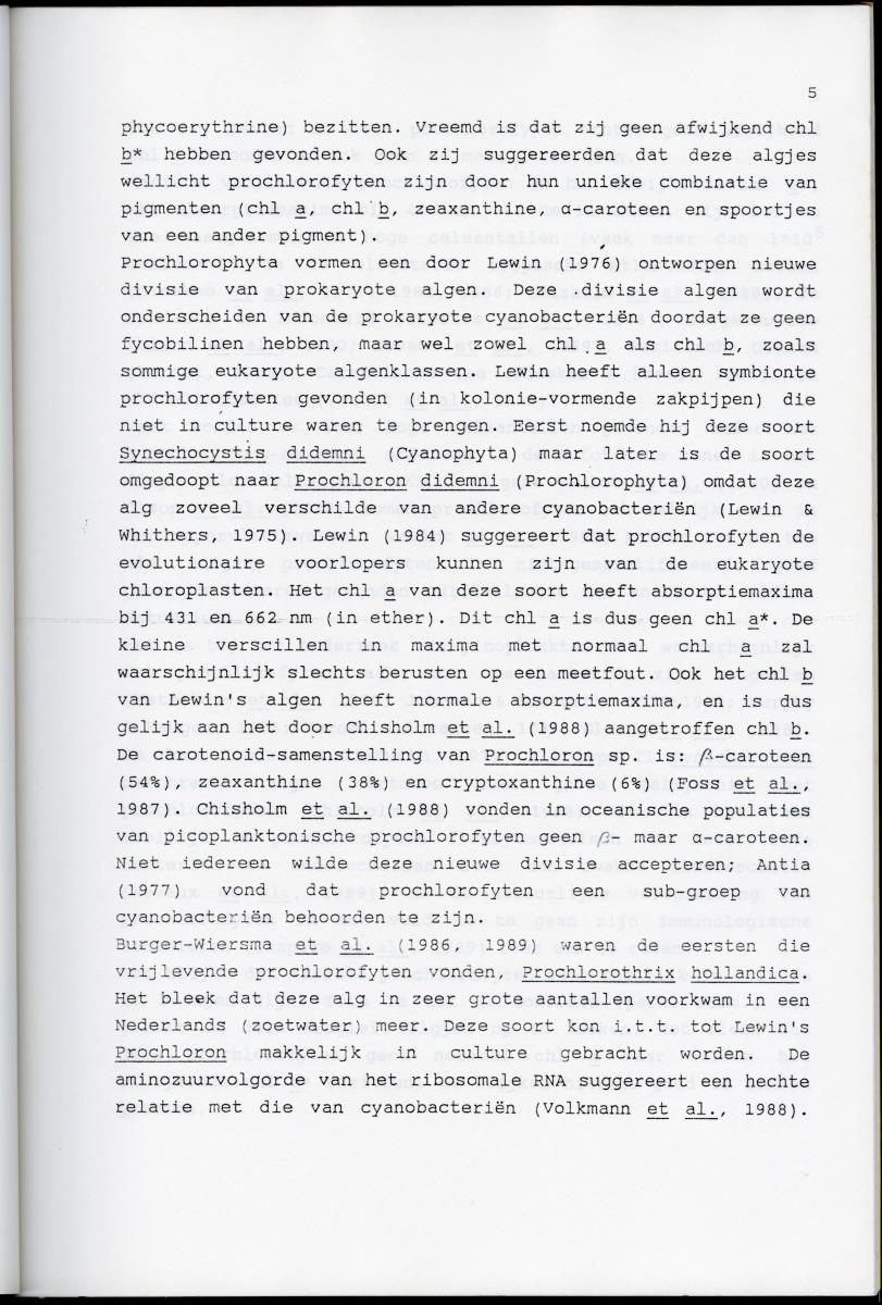 Z Karakterisering van het afwijkende chlorofyl a van vrijlevende mariene prochlorofyten - New Page