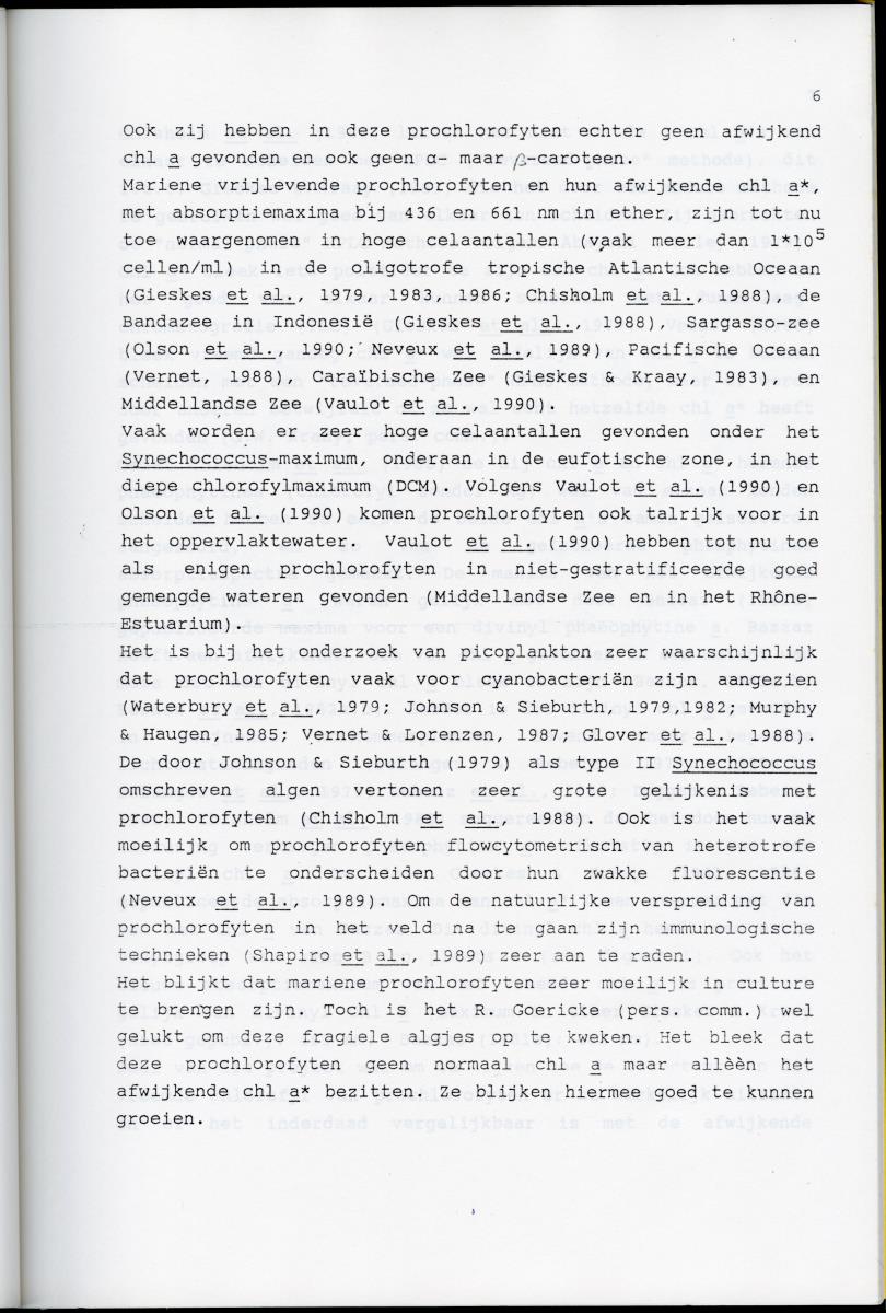 Z Karakterisering van het afwijkende chlorofyl a van vrijlevende mariene prochlorofyten - New Page