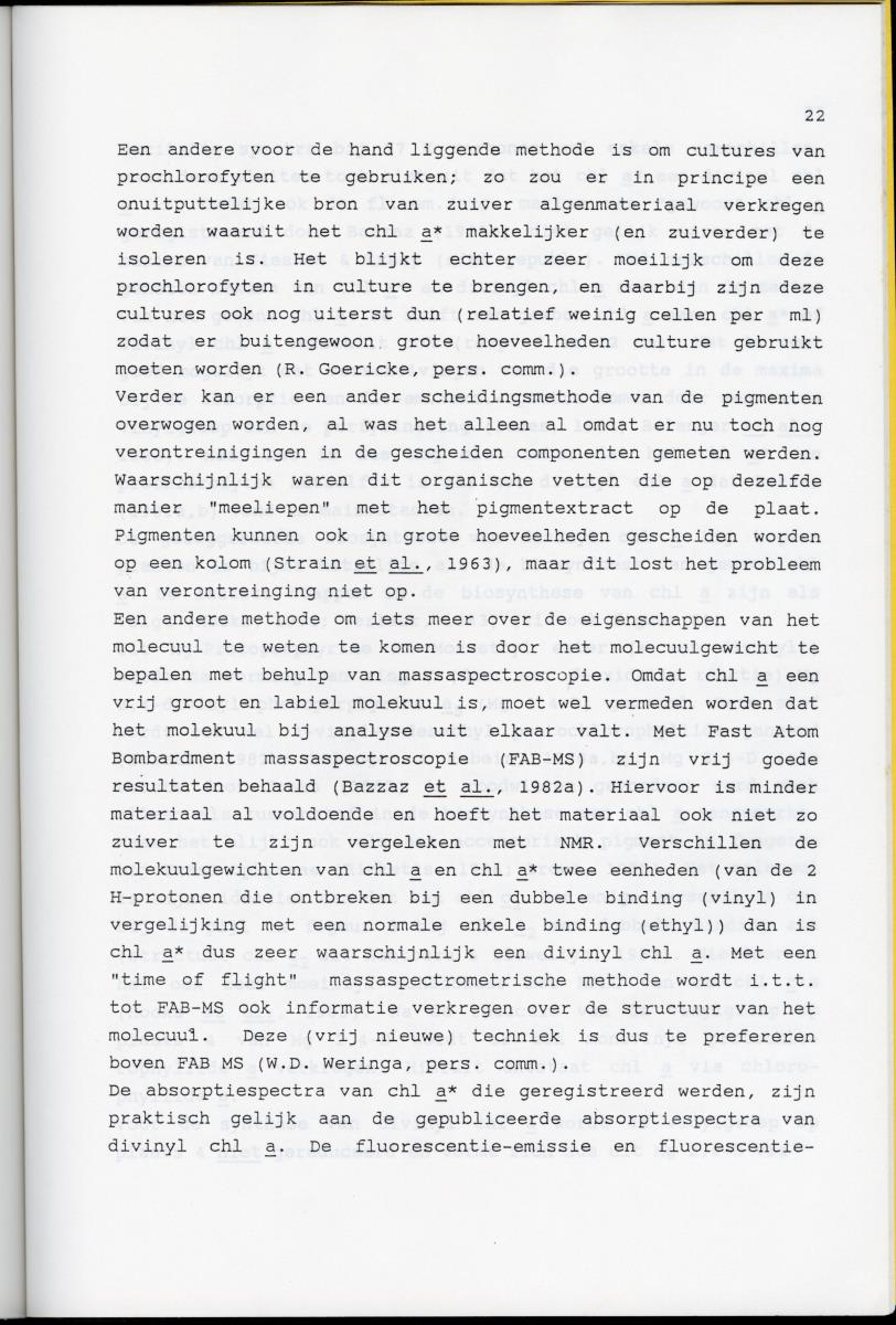 Z Karakterisering van het afwijkende chlorofyl a van vrijlevende mariene prochlorofyten - New Page