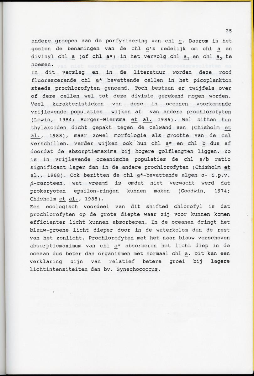 Z Karakterisering van het afwijkende chlorofyl a van vrijlevende mariene prochlorofyten - New Page