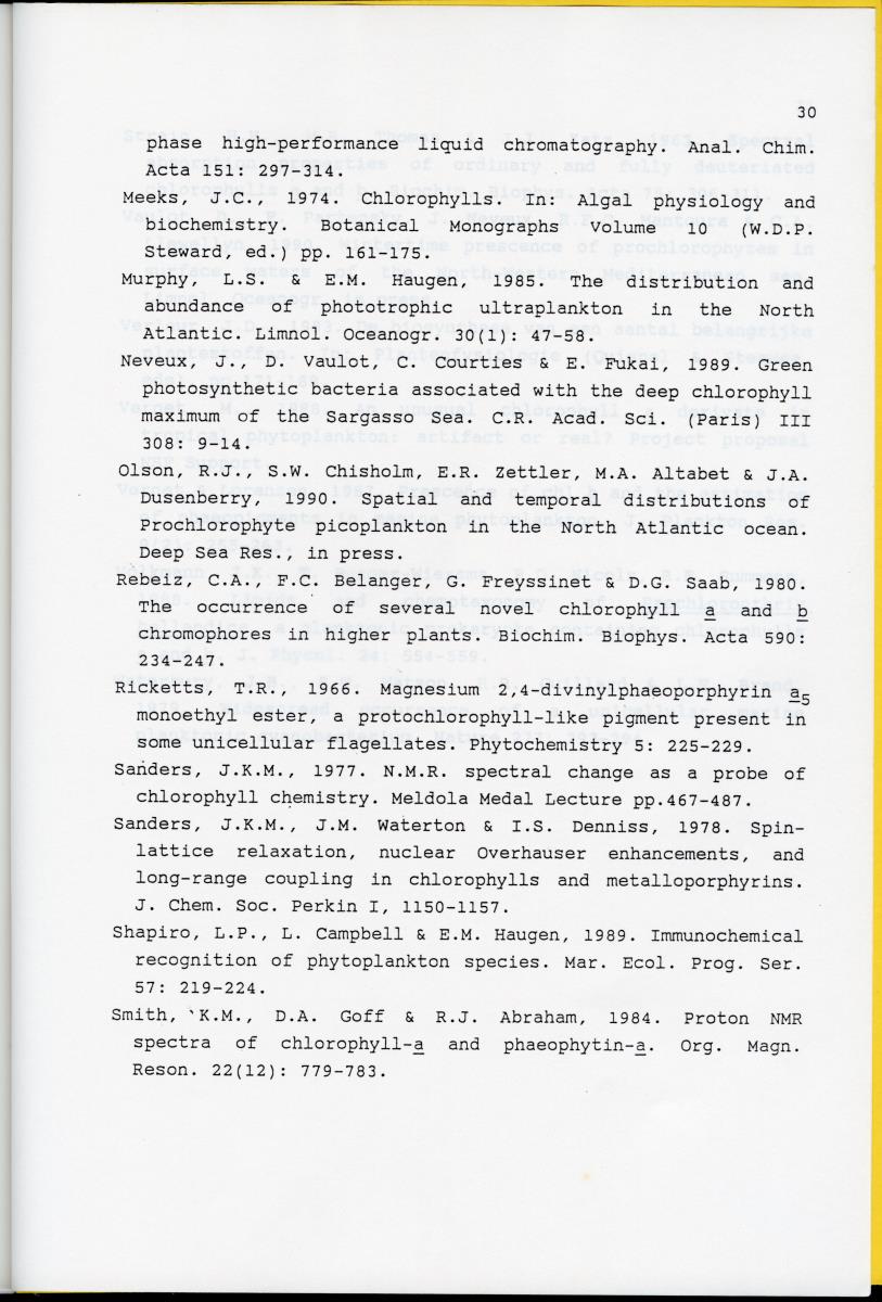 Z Karakterisering van het afwijkende chlorofyl a van vrijlevende mariene prochlorofyten - New Page