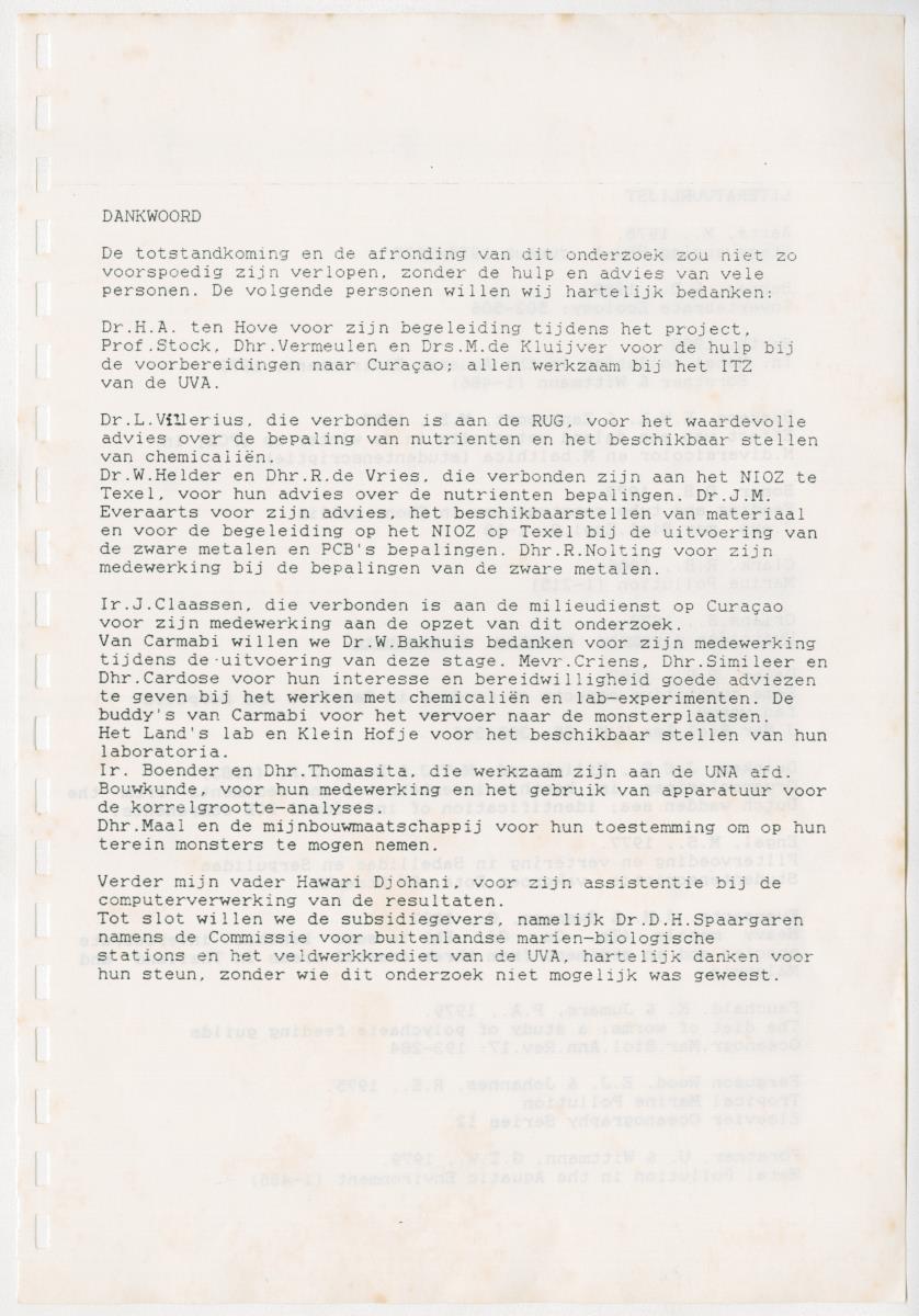 Z Een onderzoek naar de waterkwaliteit van enkele baaien van Curacao op basis van biologische en abiotische parameters - New Page