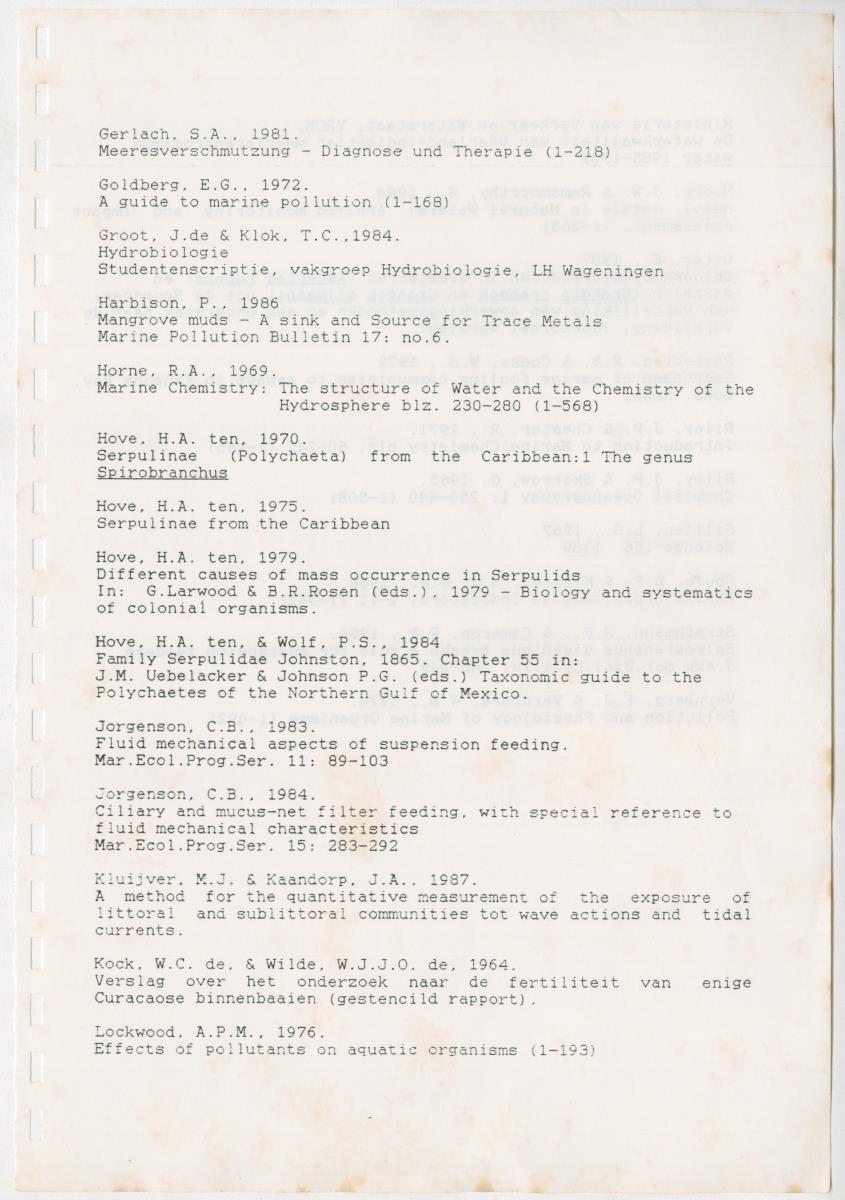 Z Een onderzoek naar de waterkwaliteit van enkele baaien van Curacao op basis van biologische en abiotische parameters - New Page