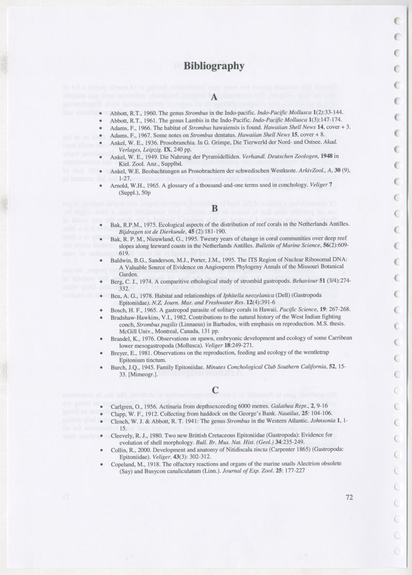 Z Ecology of Epitoniidae and Strombidae - New Page