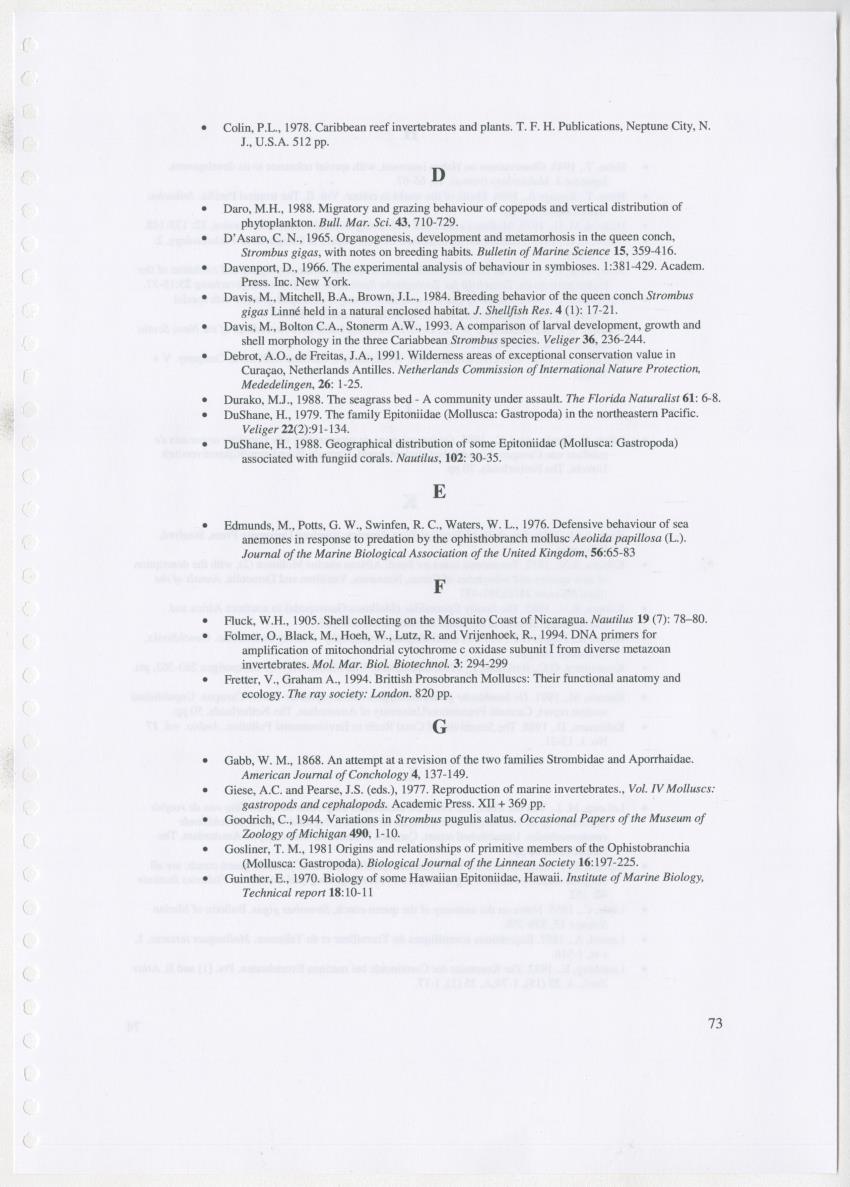 Z Ecology of Epitoniidae and Strombidae - New Page
