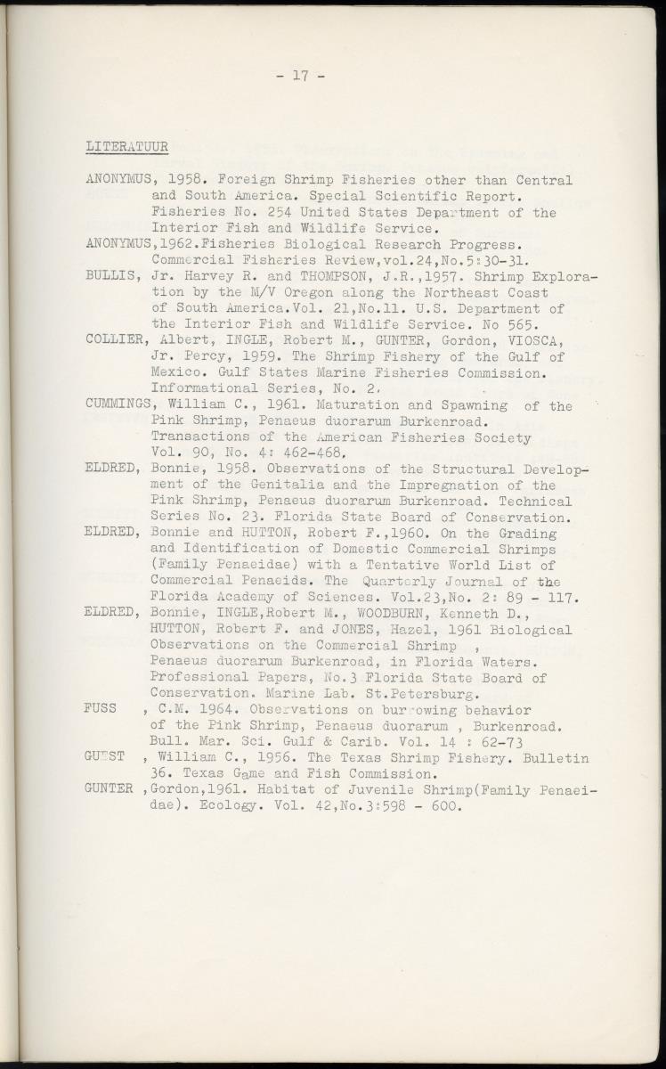 Z Garnalen kweken in oude zoutpannen - Verslag van een onderzoek naar de levenseisen van Penaeus aztecus Ives - New Page