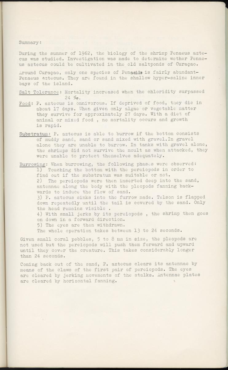 Z Garnalen kweken in oude zoutpannen - Verslag van een onderzoek naar de levenseisen van Penaeus aztecus Ives - New Page