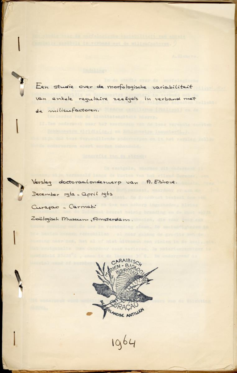 Z Een studie over de morfologische variabiliteit van enkele regulaire zeeegels in verband met milieufactoren (Diadema & Echinometra) - New Page