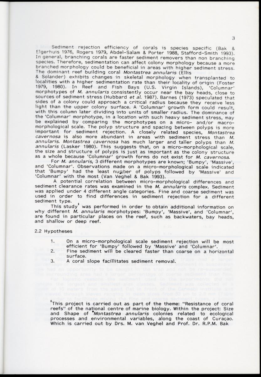 Z Differences in sediment rejection between the Caribbean Montastrea annularis morphotypes; 'Bumpy', "Massive' and 'Columnar' on a micro-morphological scale - New Page
