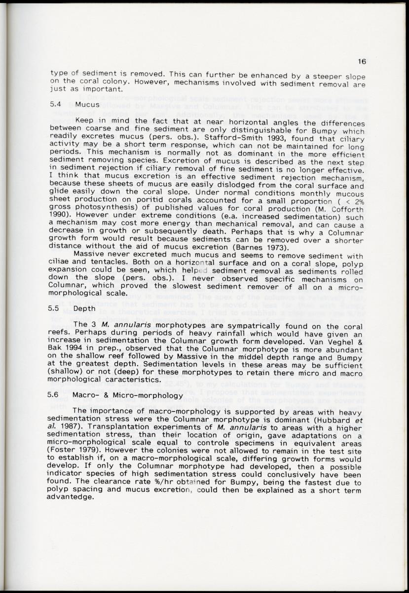 Z Differences in sediment rejection between the Caribbean Montastrea annularis morphotypes; 'Bumpy', "Massive' and 'Columnar' on a micro-morphological scale - New Page