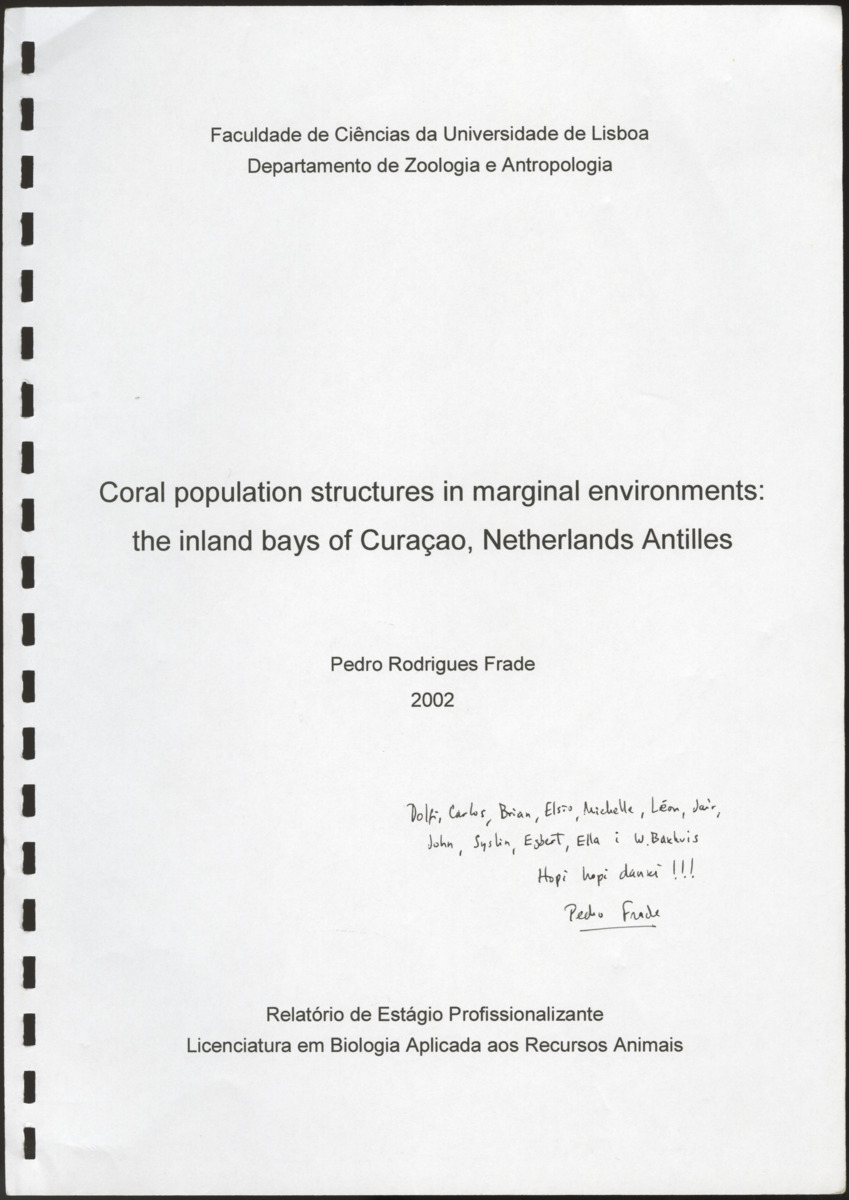 Coral population structures in marfinal environments: the inland bays of Curacao, Netherlands Antilles - New Page
