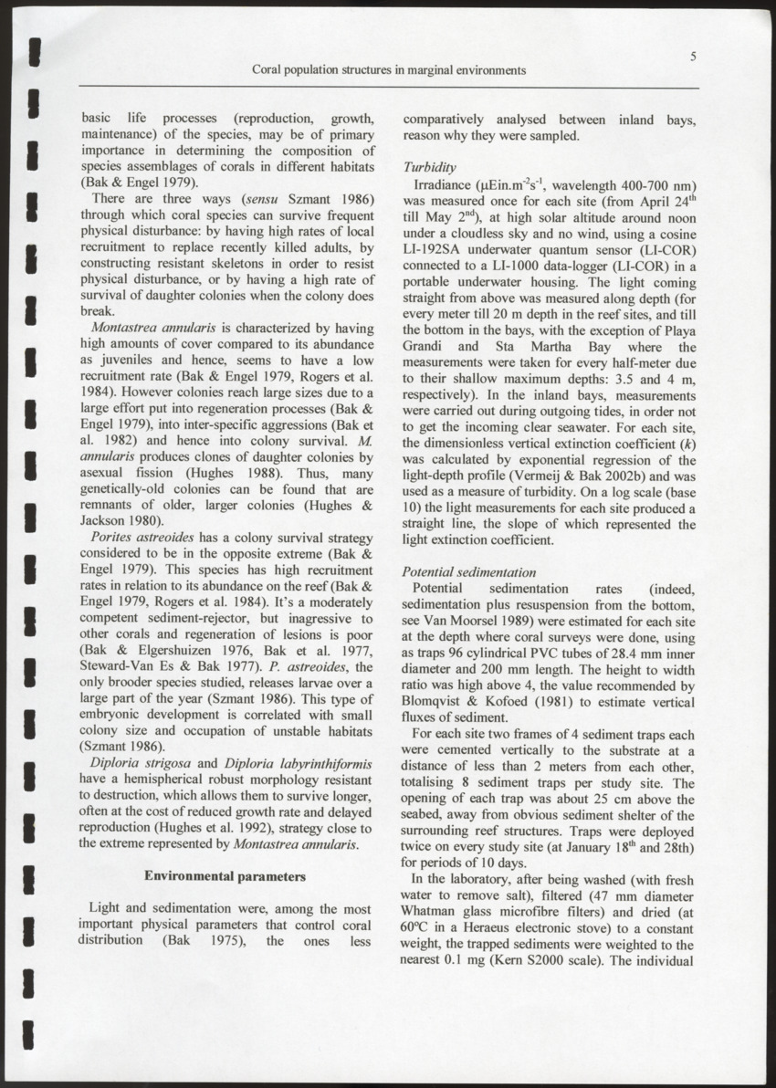 Coral population structures in marfinal environments: the inland bays of Curacao, Netherlands Antilles - New Page