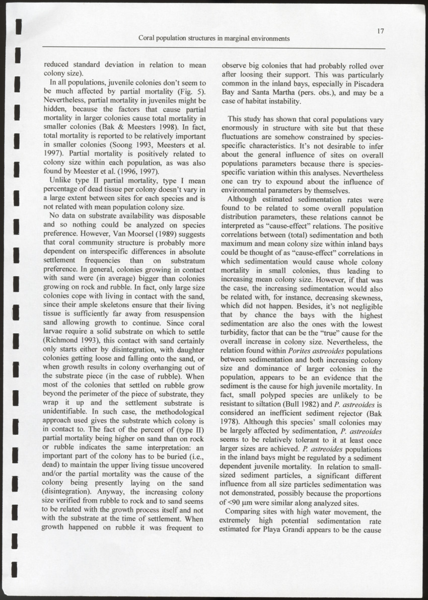 Coral population structures in marfinal environments: the inland bays of Curacao, Netherlands Antilles - New Page