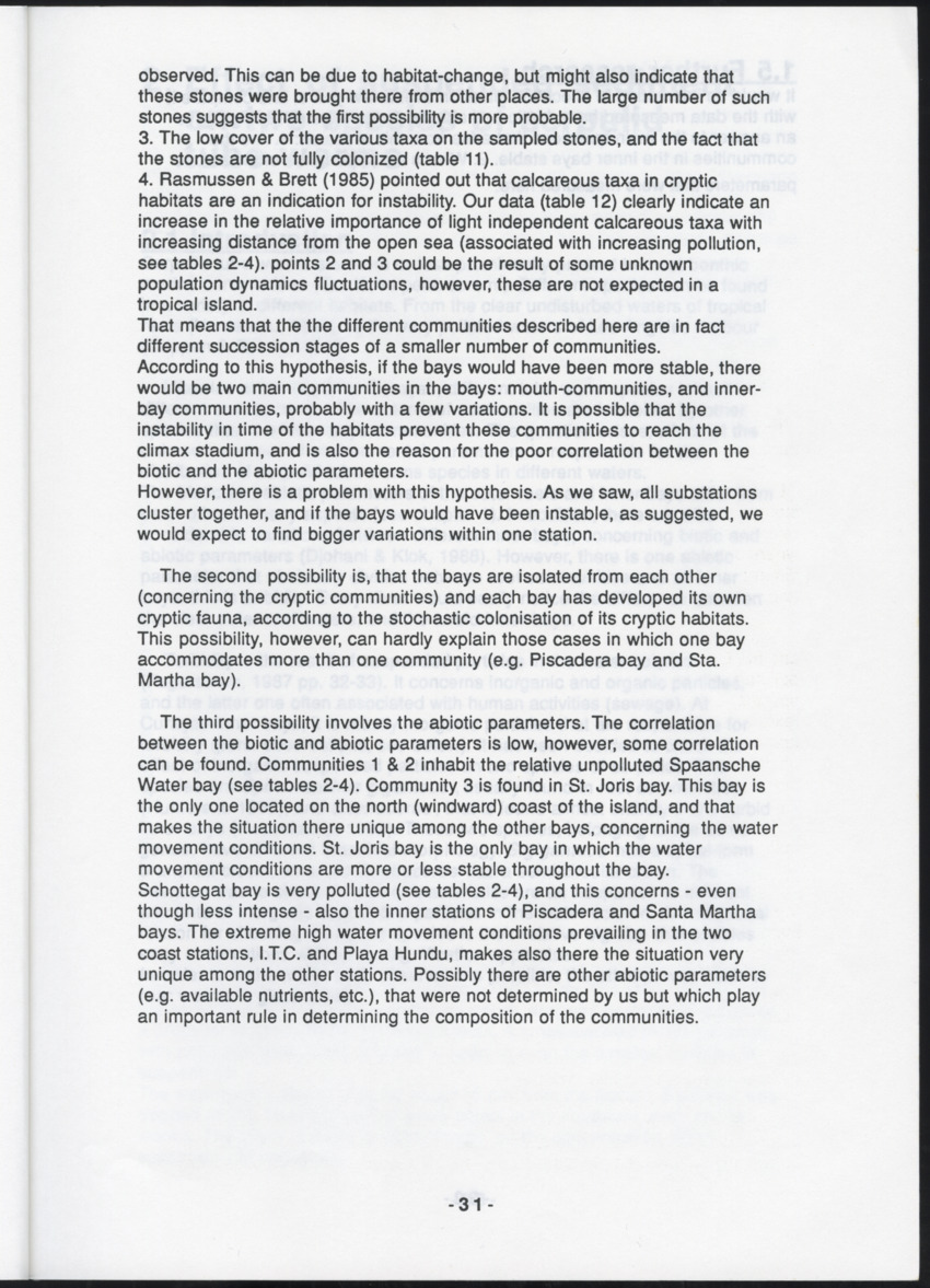Z "I. Cryptic communities of sublittoral hard substrate in relation to abiotic parameters at some inner bays of Curacao  II. The effect of suspended sediment on two species of serpulid tube-worms" - New Page
