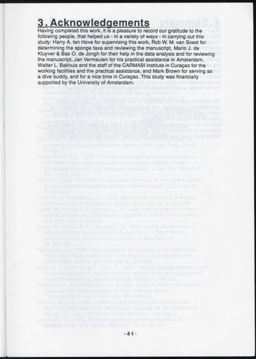Z "I. Cryptic communities of sublittoral hard substrate in relation to abiotic parameters at some inner bays of Curacao  II. The effect of suspended sediment on two species of serpulid tube-worms" - New Page