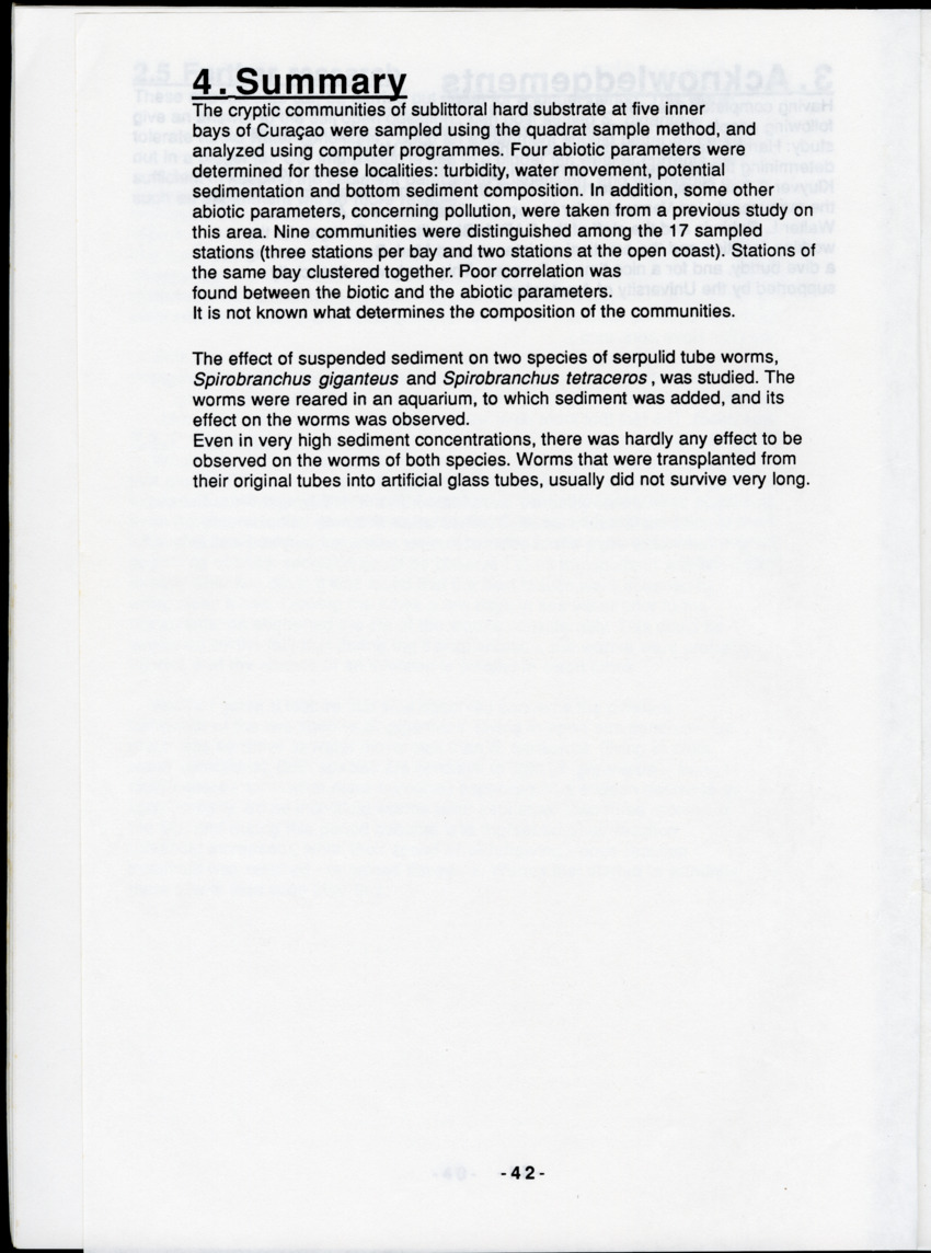 Z "I. Cryptic communities of sublittoral hard substrate in relation to abiotic parameters at some inner bays of Curacao  II. The effect of suspended sediment on two species of serpulid tube-worms" - New Page