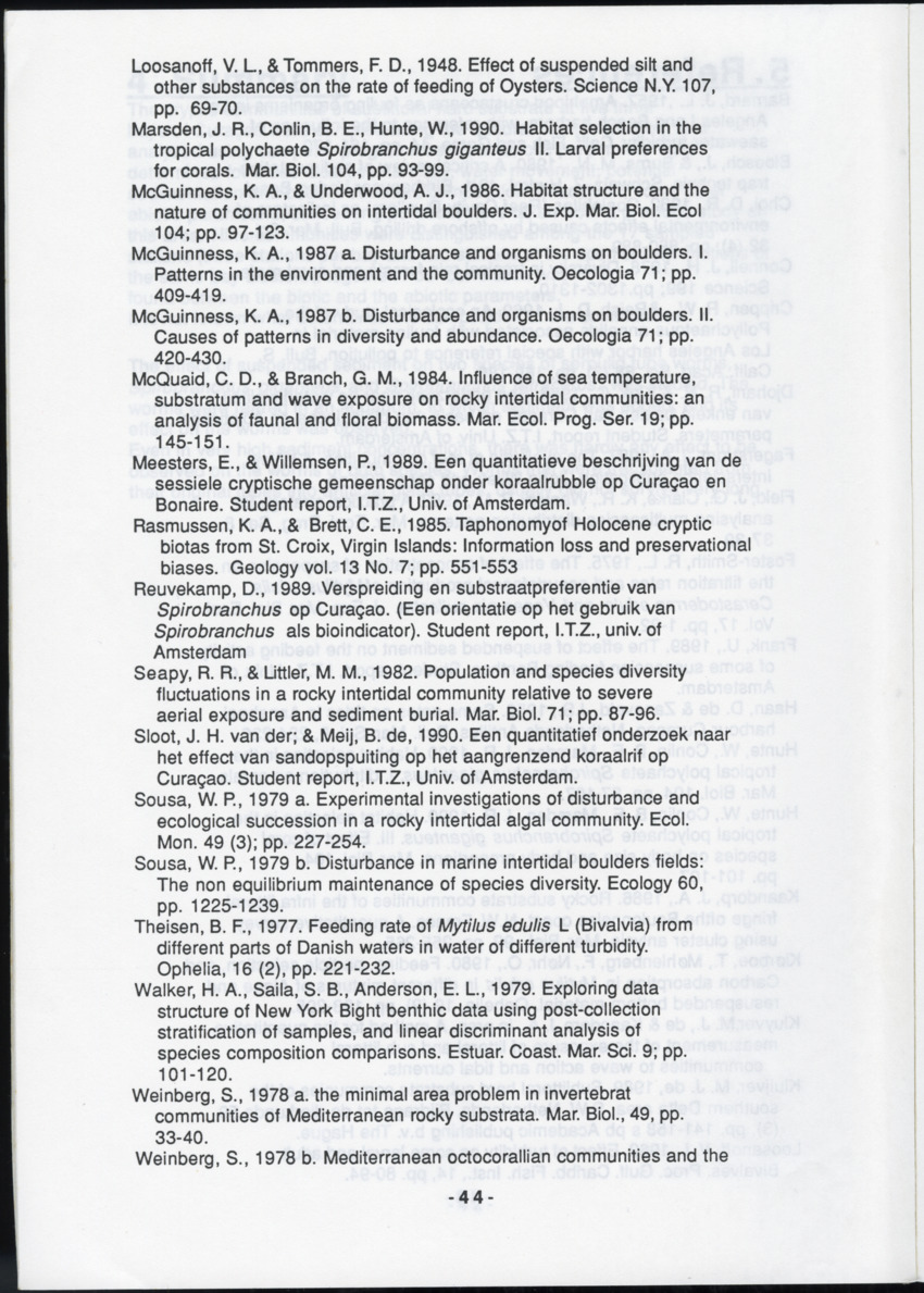 Z "I. Cryptic communities of sublittoral hard substrate in relation to abiotic parameters at some inner bays of Curacao  II. The effect of suspended sediment on two species of serpulid tube-worms" - New Page