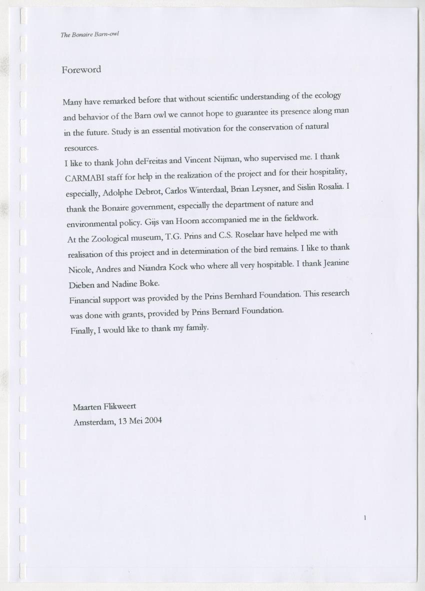 Z The Bonaire Barn-owl (Tyto alba): the first survey of roost sites and diet on Bonaire (an arid southern Caribbean island) - New Page