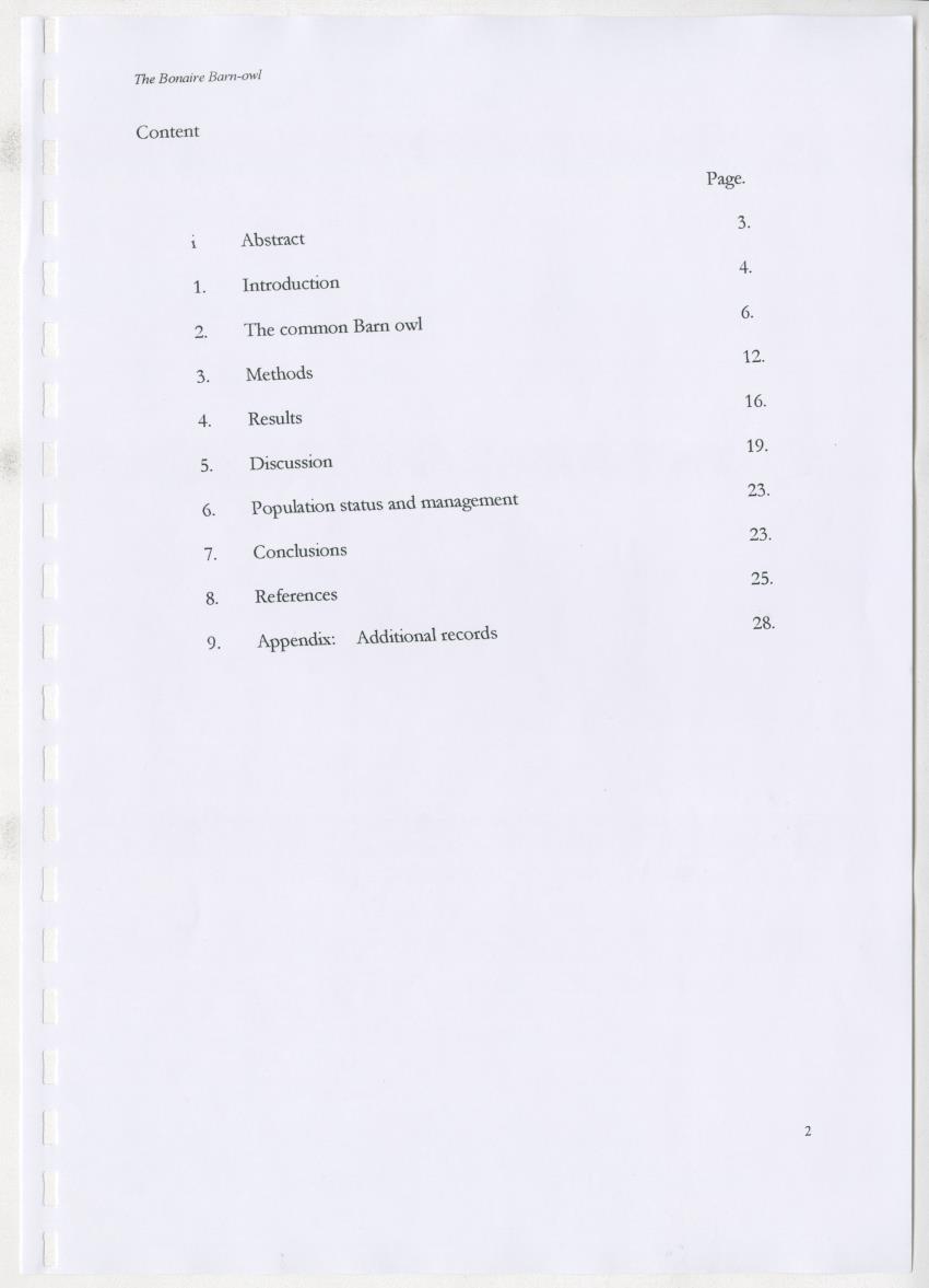 Z The Bonaire Barn-owl (Tyto alba): the first survey of roost sites and diet on Bonaire (an arid southern Caribbean island) - New Page