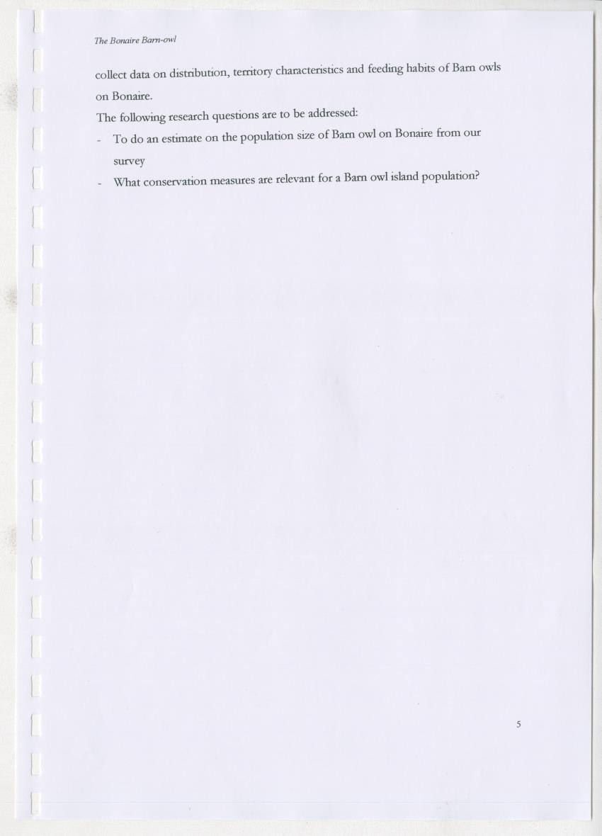 Z The Bonaire Barn-owl (Tyto alba): the first survey of roost sites and diet on Bonaire (an arid southern Caribbean island) - New Page