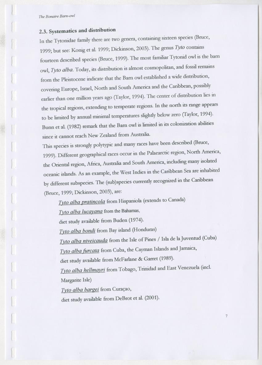 Z The Bonaire Barn-owl (Tyto alba): the first survey of roost sites and diet on Bonaire (an arid southern Caribbean island) - New Page