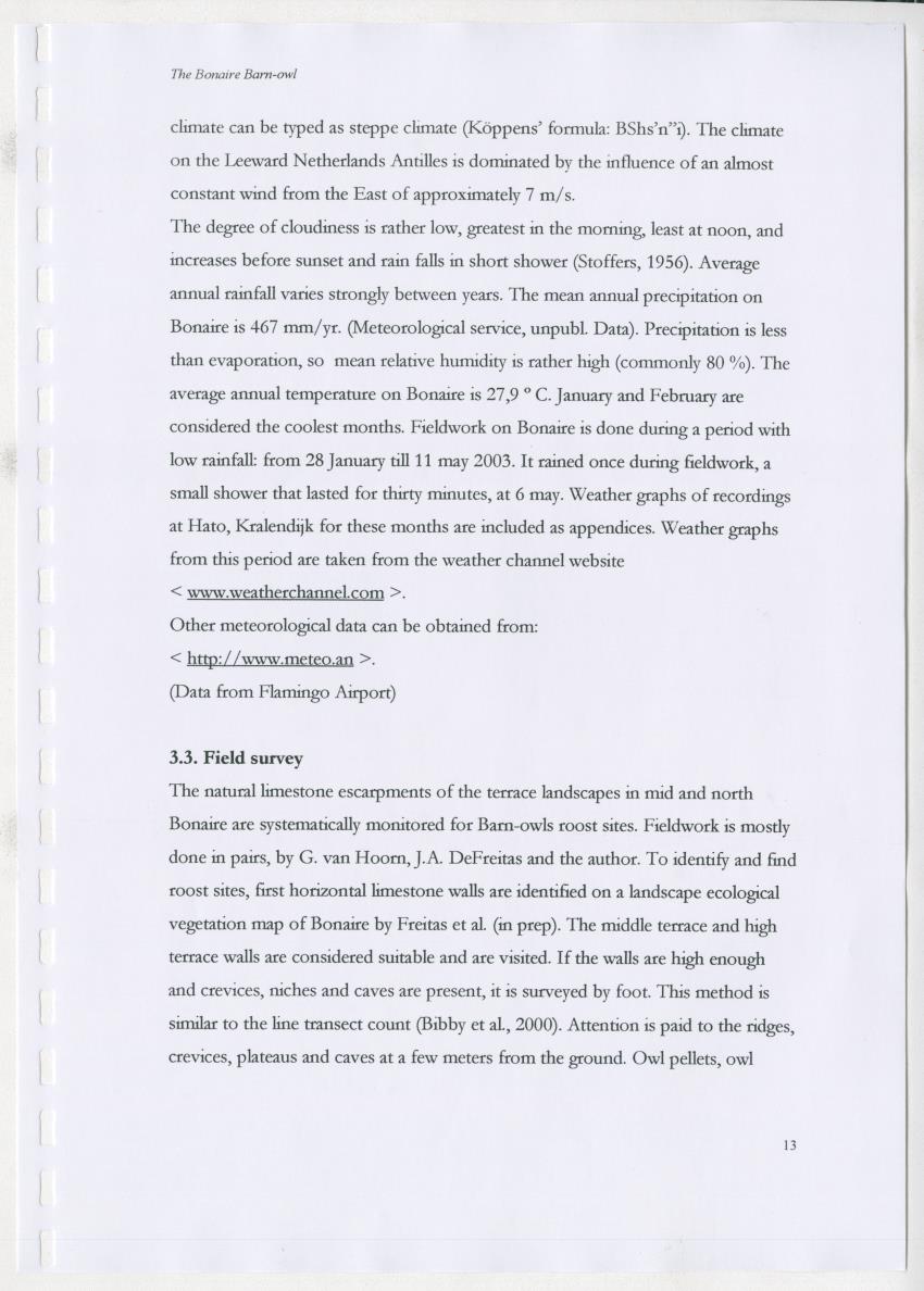 Z The Bonaire Barn-owl (Tyto alba): the first survey of roost sites and diet on Bonaire (an arid southern Caribbean island) - New Page