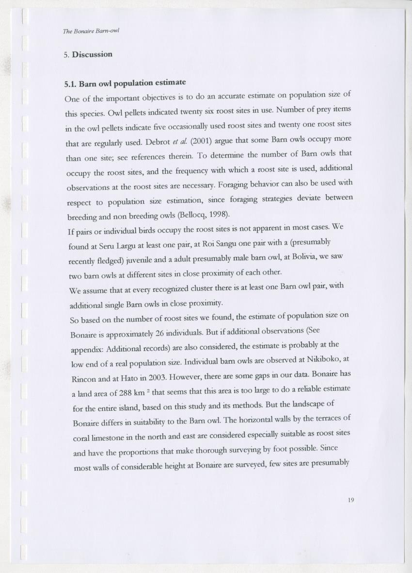 Z The Bonaire Barn-owl (Tyto alba): the first survey of roost sites and diet on Bonaire (an arid southern Caribbean island) - New Page