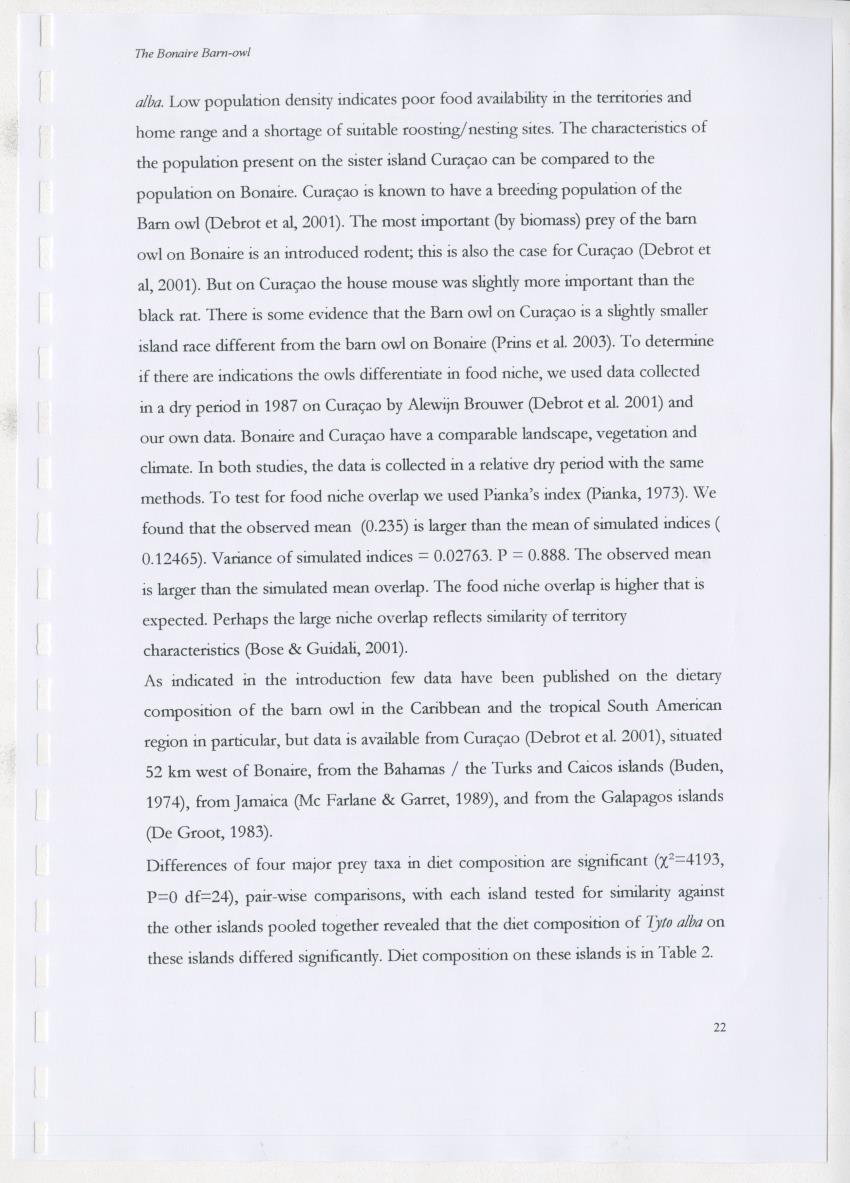 Z The Bonaire Barn-owl (Tyto alba): the first survey of roost sites and diet on Bonaire (an arid southern Caribbean island) - New Page