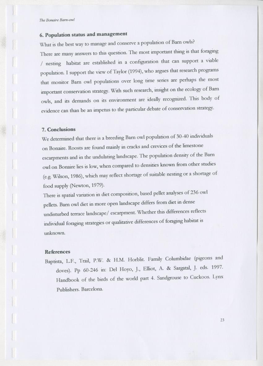 Z The Bonaire Barn-owl (Tyto alba): the first survey of roost sites and diet on Bonaire (an arid southern Caribbean island) - New Page