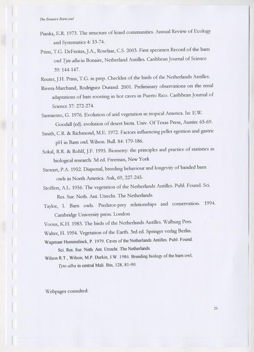 Z The Bonaire Barn-owl (Tyto alba): the first survey of roost sites and diet on Bonaire (an arid southern Caribbean island) - New Page