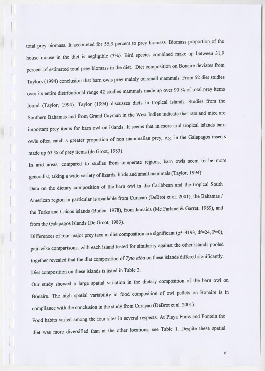 Z Spatial variation in the diet of the barn owl (Tyto alba) on a small tropical island - New Page