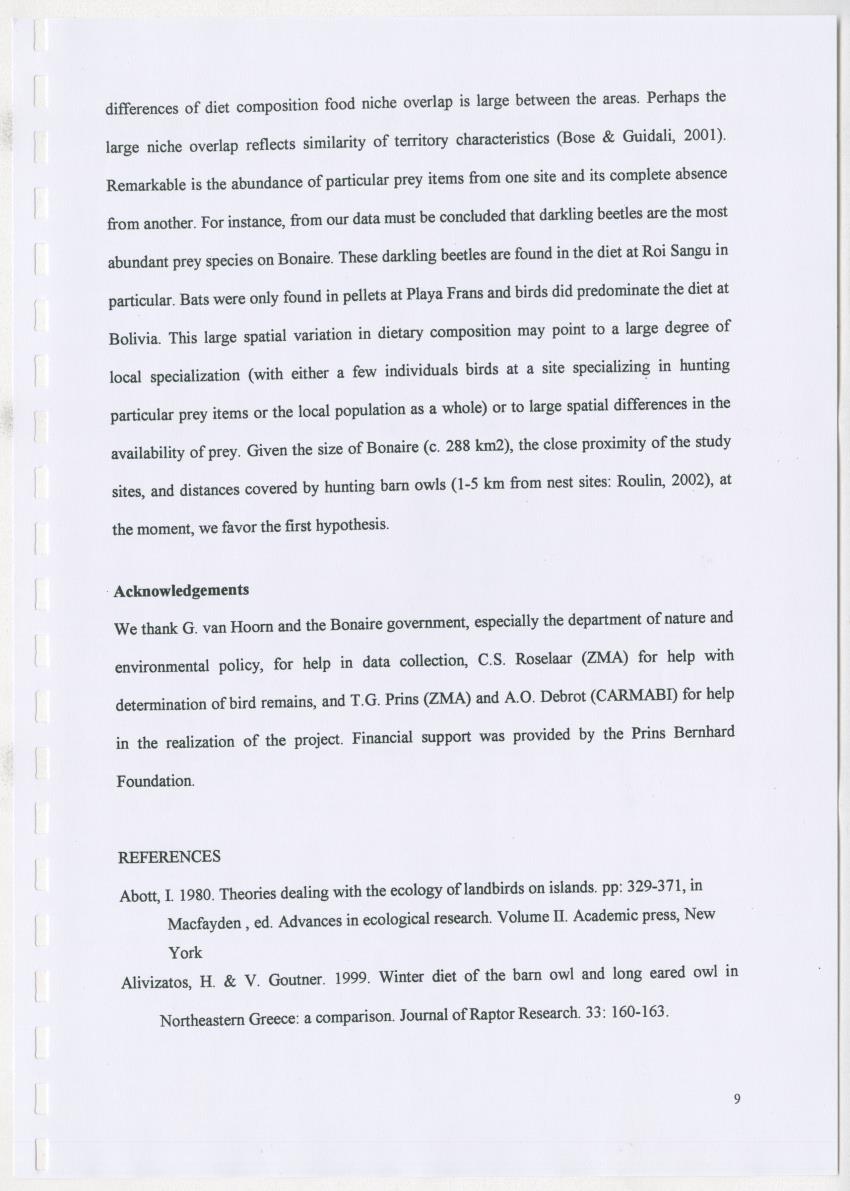 Z Spatial variation in the diet of the barn owl (Tyto alba) on a small tropical island - New Page