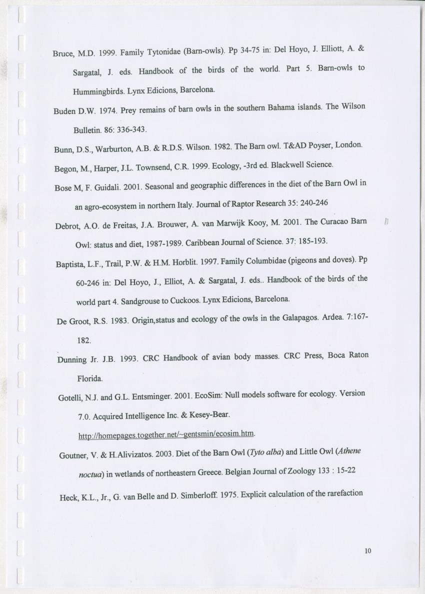 Z Spatial variation in the diet of the barn owl (Tyto alba) on a small tropical island - New Page