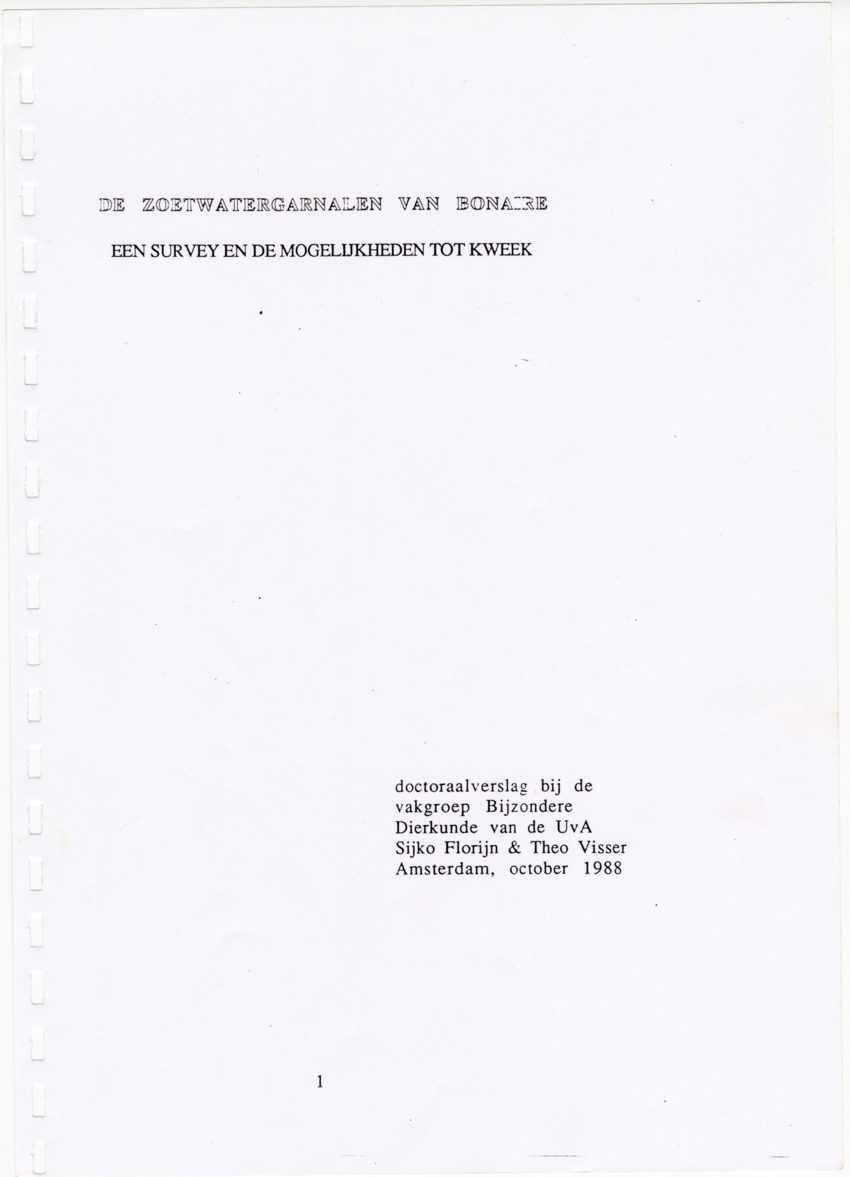 De zoetwatergarnalen van Bonaire - een survey en de mogelijkheden tot kweek - New Page